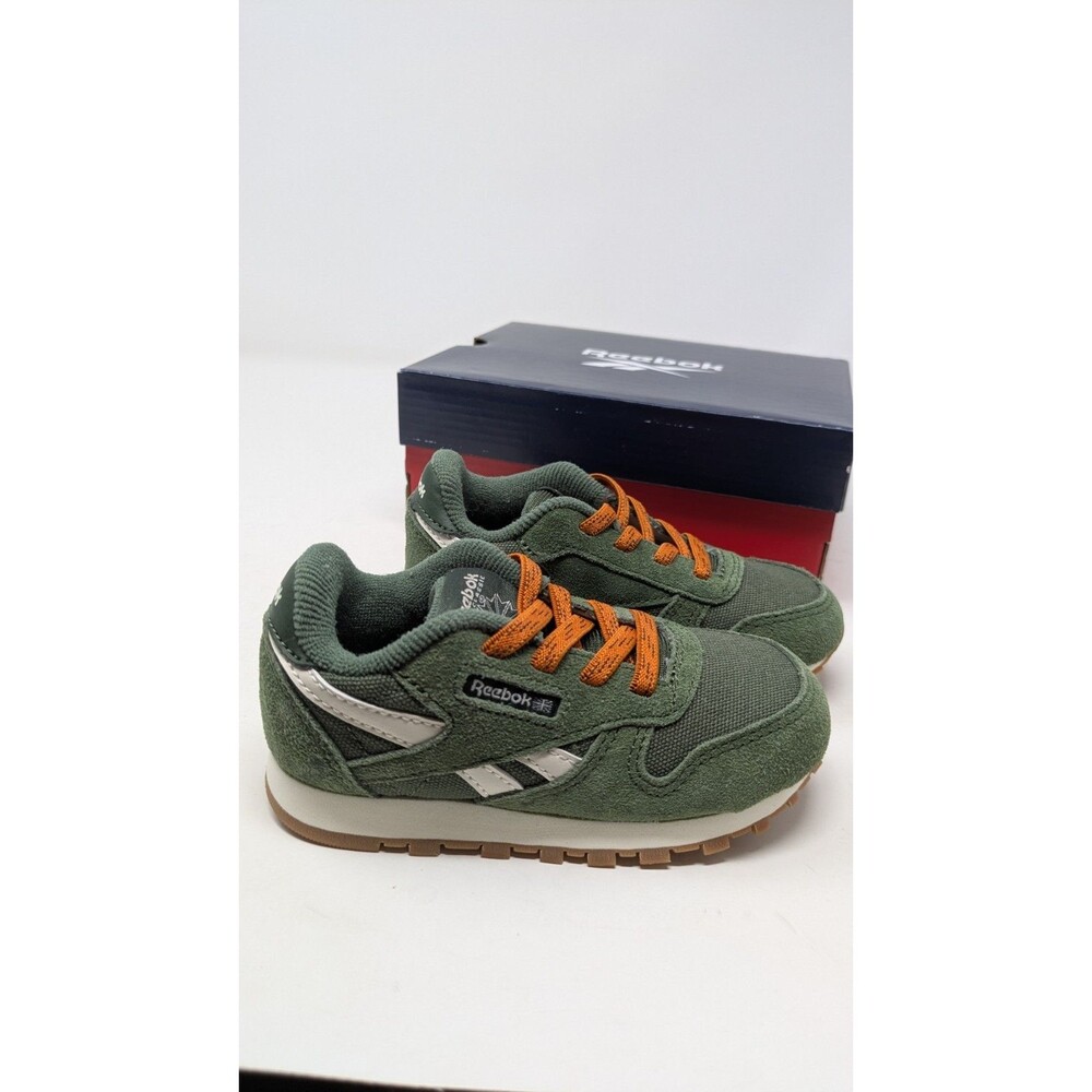 Reebok Classic Leather Running Shoes Toddler 7 Green Sneakers New In Box